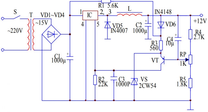 開關(guān)直流穩(wěn)壓電源電路