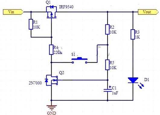 單按鍵開關(guān)機電路