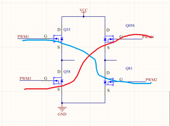 4個NMOS組成的全橋驅(qū)動電路