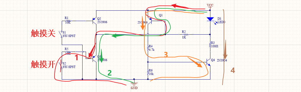 觸摸開(kāi)關(guān) 控制LED燈電路